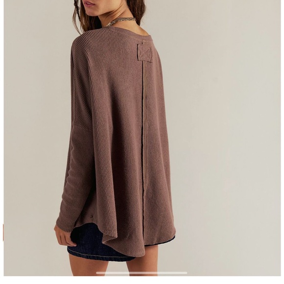 NWT Free People We The Free Latte Blues Solid Thermal in Leafless Tree Sz XS - Picture 3 of 15